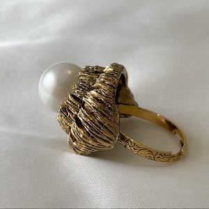 Vintage Adjustable Heirloom Faux Pearl Ring